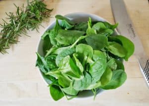 spinach, herbs, rosemary