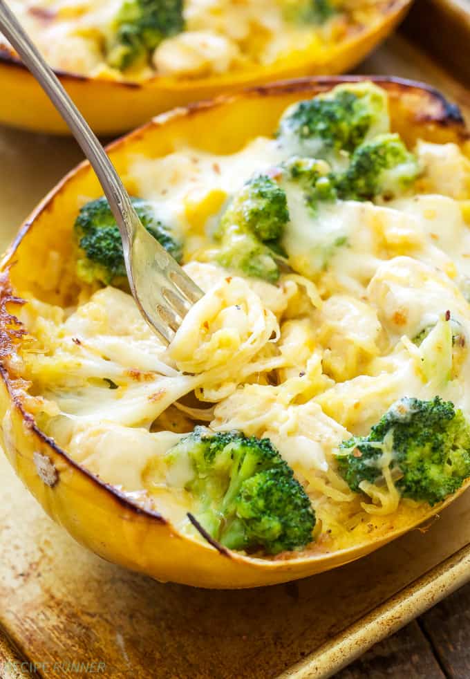 Cheesy Chicken Stuffed Spaghetti Squash