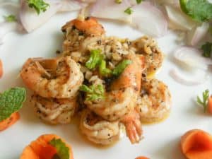 Butter garlic prawns