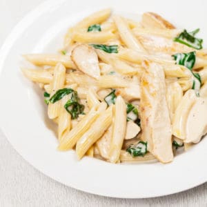 Chicken & Spinach Skillet Pasta with Lemon and Parmesan