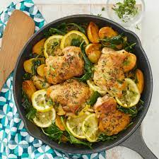 Skillet Lemon Chicken and Potatoes with Kale