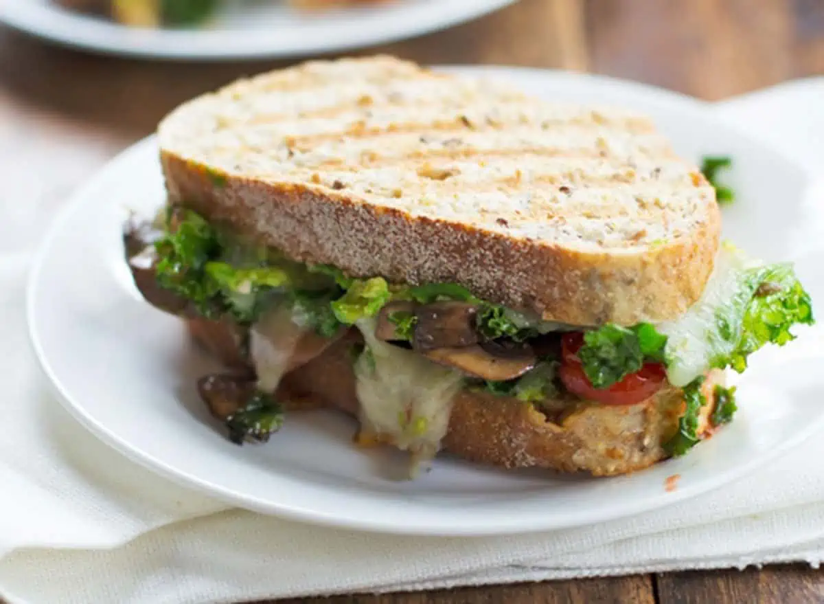 paninis with provolone, peppers, and arugula