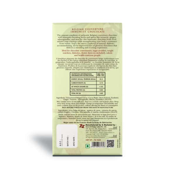 Belgian Couverture Immunity Chocolate Nutritional Info